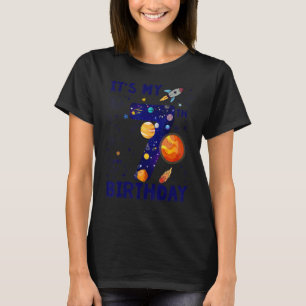 It's My 7th Birthday Boy Outer Space B day Party T T-Shirt