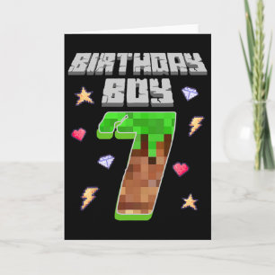 It's My 7th Birthday Boy Seven 7 Year Old Pixel Ga Card