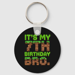 It's My 7th Birthday Bro Pixel Game Funny 7 Year O Key Ring