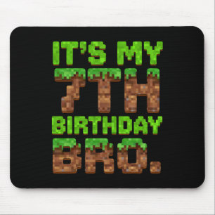 It's My 7th Birthday Bro Pixel Game Funny 7 Year O Mouse Pad