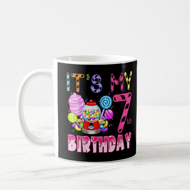 Its My 7th Birthday Candy Candyland Birthday Girl  Coffee Mug (Left)