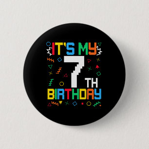 It's My 7th Birthday Gamer Kids Video Game Birthda 6 Cm Round Badge