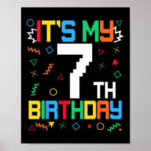 It's My 7th Birthday Gamer Kids Video Game Birthda Poster