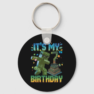 It's My 7th Birthday Gamer Pixel Number Birthday B Key Ring