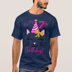 Its My 7th Birthday Girl Funny Cat Birthday 7 Year T-Shirt