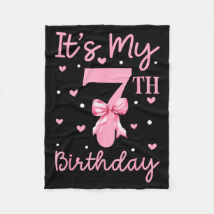 Its My 7th Birthday Kid Girl Coquette Bow 7 Years Fleece Blanket