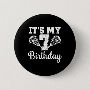 It's My 7th Birthday Lacrosse 7 Year Old Birthday 6 Cm Round Badge