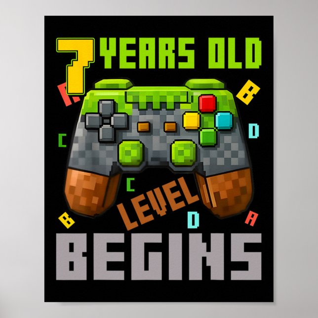 It's My 7th Birthday Pixel Gaming Controller 7 Yea Poster (Front)