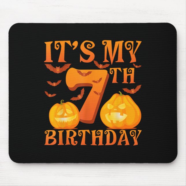 It's My 7th Birthday Pumpkins 7 Years Old Hallowee Mouse Pad (Front)