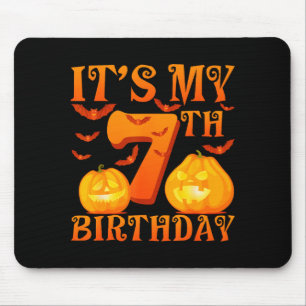 Its My 7th Birthday Pumpkins 7 Years Old Halloween Mouse Pad