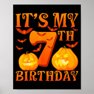 Its My 7th Birthday Pumpkins 7 Years Old Halloween Poster