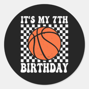 It's My 7th Birthday Sketll 7 Year Old Player Love Classic Round Sticker