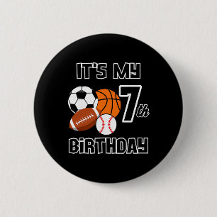 It's My 7th Birthday Soccer Bysketbyll Bysebyll Fo 6 Cm Round Badge