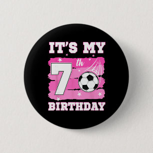 It's My 7th Birthday Soccer Theme 7 Year Old Girl 6 Cm Round Badge