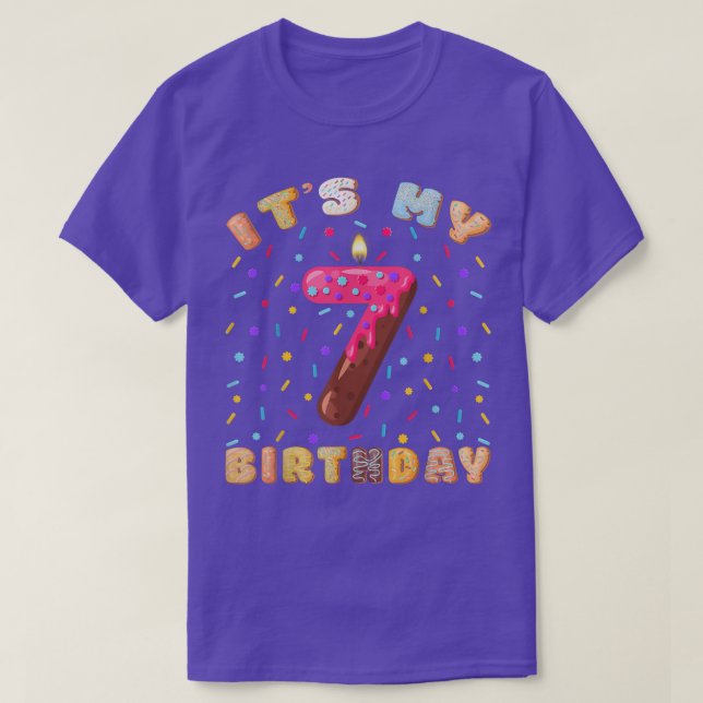 It's My 7th Birthday Tee Donut Lover Happy 7 Year  (Design Front)