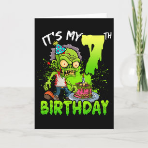 It's My 7th Birthday Zombie Lover 7 Year Old Boys  Card