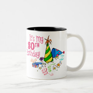It's My 80th Birthday (Party Hats) Two-Tone Coffee Mug