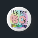 It's my 80th Birthday (Pink) 3 Cm Round Badge<br><div class="desc">Pink It's My 80th Anniversary Button</div>