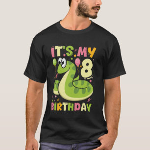 It's My 8th Birthday 8 Years Old Girls Boys Snake T-Shirt