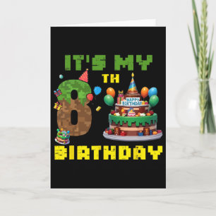 It's My 8th Birthday Boy Bday Party Video Gamer Pi Card