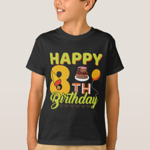 It's My 8th Birthday Bro 8 Year Old Boys Rainbow T-Shirt