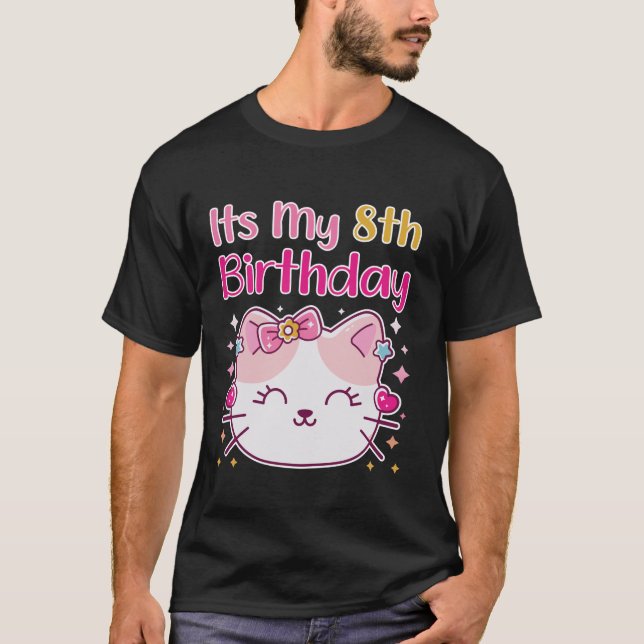Its My 8th Birthday Cat Kitten Party Girls Matchin T-Shirt (Front)
