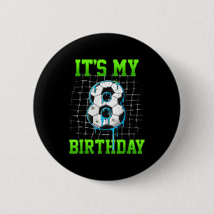 Its My 8th Birthday Funny Soccer Birthday Boy 8 Ye 6 Cm Round Badge