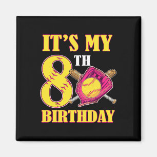 It's My 8th Birthday Girl Softll Theme 8 Years Old Magnet