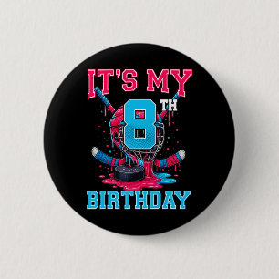 It's My 8th Birthday Hockey 8 Year Old Ice Cream D 6 Cm Round Badge