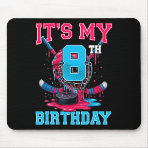 It's My 8th Birthday Hockey 8 Year Old Ice Cream D Mouse Pad