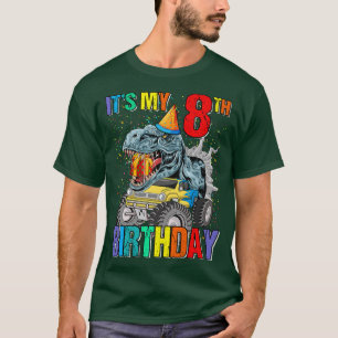 It's My 8th Birthday Monster Truck Dinosaur Boys A T-Shirt