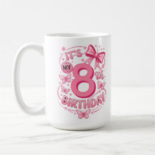 It's My 8Th Birthday Princess Pink Bow Girl Party Coffee Mug