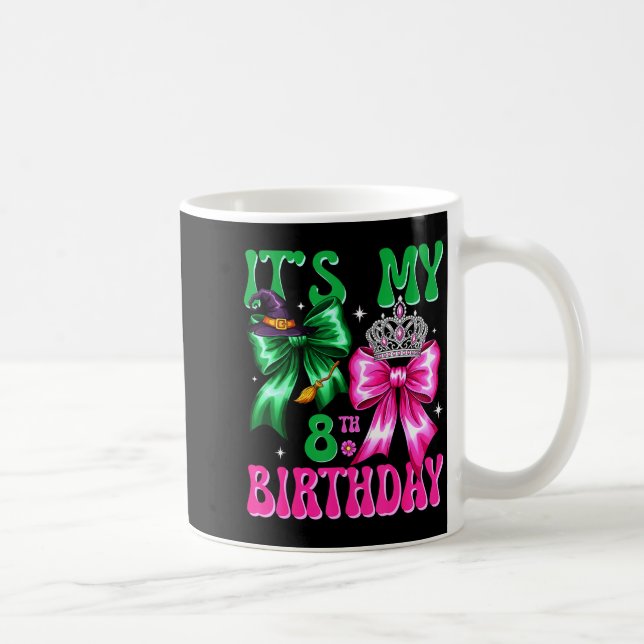 It's My 8th Birthday Witch Nk And Green Bow Croche Coffee Mug (Right)