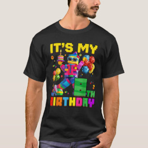 Its My 8th Eighth Birthday Building Brick 8 Years  T-Shirt