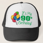 It's My 90th Birthday (Balloons) Trucker Hat<br><div class="desc">It's My 90th Birthday! Perfect gift idea for a Nintieth Birthday. Looking for a birthday gift for a 90th birthday? Check out our complete line of birthday shirts and gifts for any age. Look who's 90!</div>