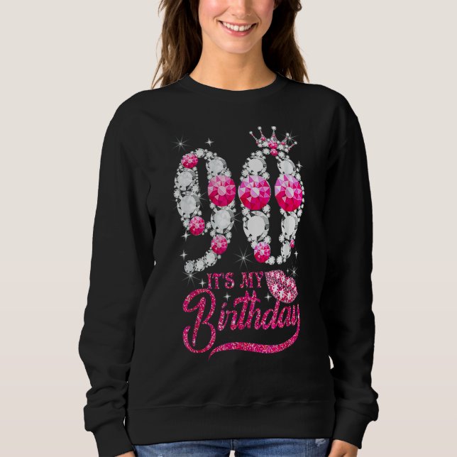 It's My 90th Birthday Queen 90 Years Old Shoes Cro Sweatshirt (Front)