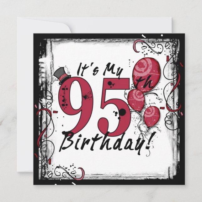 It's my 95th birthday party grunge invitations (Front)