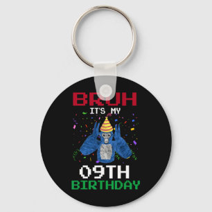It's My 9th Birthday 9 Years Old Funny Gorilla Vid Key Ring