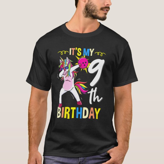 Its My 9th Birthday Bowling Dabbing Unicorn T-Shirt (Front)