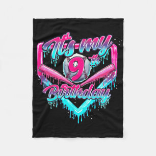 It's My 9th Birthday Boy Bysebyll Drip 9 Year Old Fleece Blanket