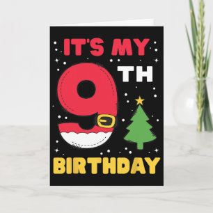 It's My 9th Birthday Christmas 9 Years Old Santa B Card
