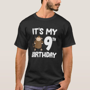 It's My 9th Birthday Cute Monkey Ape 9th Birthday T-Shirt