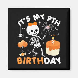 Its My 9th Birthday Funny Halloween Skeleton 9 Bir Magnet