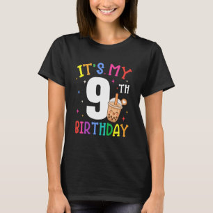 It's My 9th Birthday Girl Bubble Boba Tea Party 9 T-Shirt