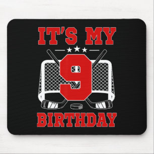 It's My 9th Birthday Girl Ice Hockey Theme 9 Year  Mouse Pad