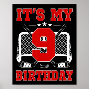 It's My 9th Birthday Girl Ice Hockey Theme 9 Year  Poster
