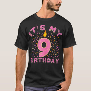 Its My 9th Birthday  Girls 9 Years Old Donut T-Shirt