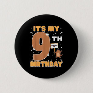Its My 9th Birthday Groundhog Day 9 Years Old Girl 6 Cm Round Badge
