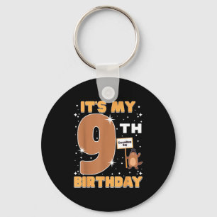 Its My 9th Birthday Groundhog Day 9 Years Old Girl Key Ring