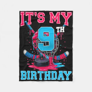 It's My 9th Birthday Hockey 9 Year Old Ice Cream D Fleece Blanket